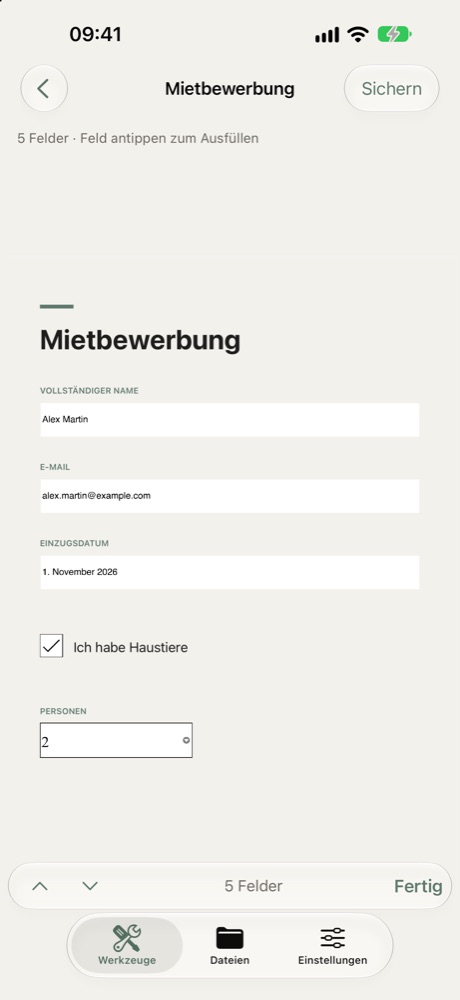 Formular ausfüllen
